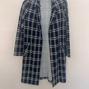 Melloday Navy and White Plaid Coat- small